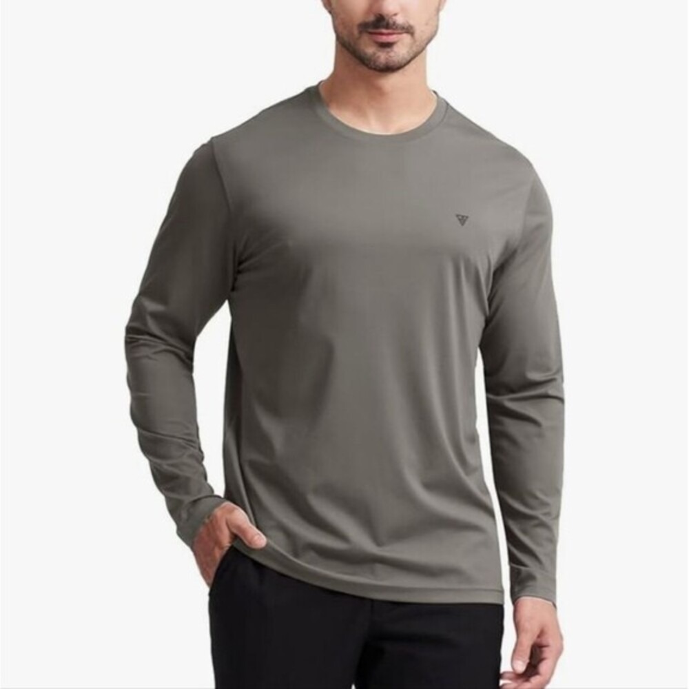 MAELREG Mens Khaki Small Moisture Wicking Lightweight Long Sleeve Active Tee NEW